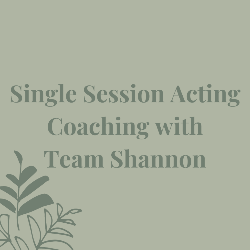 Single Session Acting Coaching with Team Shannon 50 Minutes